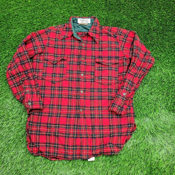Vintage Pendleton Plaid Jacket Medium 20x30 Red Flannel - Picture 1 of 16